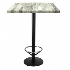 Masa bar patrata blat werzalit 80x80xh112cm Raki White Block  cu picior metalic negru cu suport picioare 43xh110cm