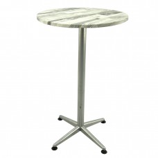 Masa bar rotunda blat werzalit 60xh107cm Raki White Block cu picior metalic clasic gri h105
