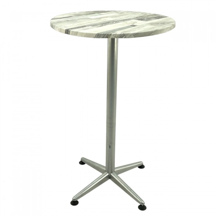 Masa bar rotunda blat werzalit 60xh107cm Raki White Block cu picior metalic clasic gri h105