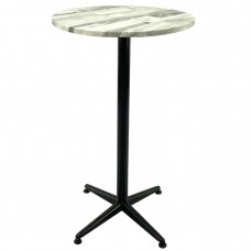 Masa bar rotunda blat werzalit 60xh107cm Raki White Block cu picior metalic clasic negru h105