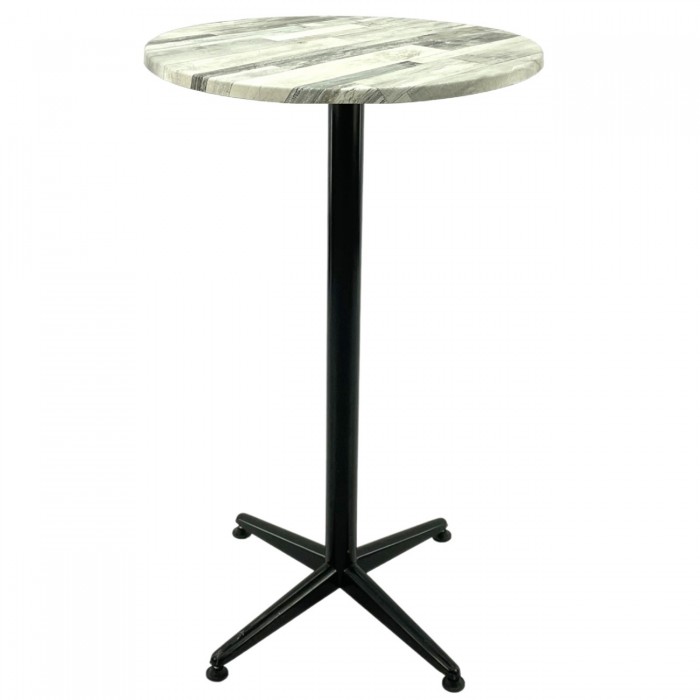 Masa bar rotunda blat werzalit 60xh107cm Raki White Block cu picior metalic clasic negru h105