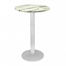 Masa bar rotunda blat werzalit 60xh112cm Raki White Block cu picior metalic alb 43xh110cm