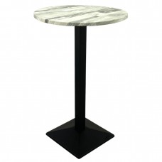 Masa bar rotunda blat werzalit 60xh112cm Raki White Block cu picior metalic negru 40x40xh110cm