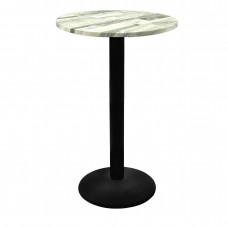 Masa bar rotunda blat werzalit 60xh112cm Raki White Block cu picior metalic negru 43xh110cm