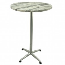 Masa bar rotunda blat werzalit Raki White Block 70xh107cm cu picior metalic clasic gri h105