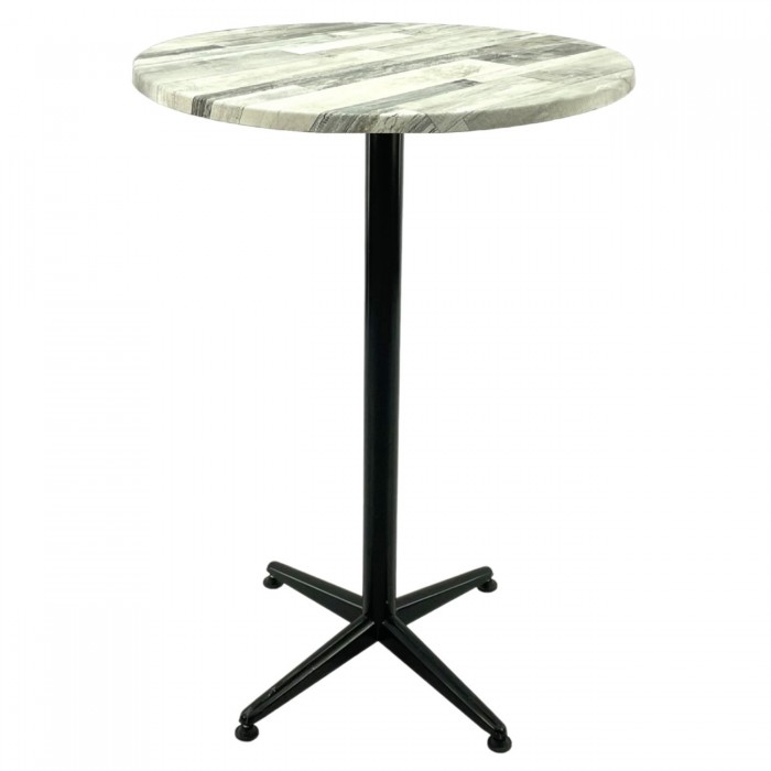 Masa bar rotunda blat werzalit Raki White Block 70xh107cm cu picior metalic clasic negru h105