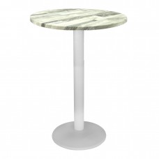 Masa bar rotunda blat werzalit Raki White Block 70xh112cm cu picior metalic alb 43xh110cm