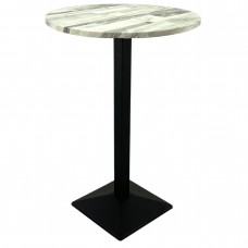 Masa bar rotunda blat werzalit Raki White Block 70xh112cm cu picior metalic negru 40x40xh110cm