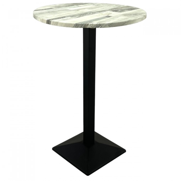 Masa bar rotunda blat werzalit Raki White Block 70xh112cm cu picior metalic negru 40x40xh110cm