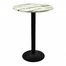 Masa bar rotunda blat werzalit Raki White Block 70xh112cm cu picior metalic negru 43xh110cm