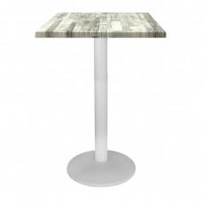 Masa inalta bar patrata Raki White Block 70x70xh112cm blat werzalit si picior metalic alb 43xh110cm