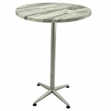 Masa inalta bar rotunda Raki White Block 80xh107cm blat werzalit si picior metalic clasic gri h105