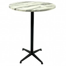 Masa inalta bar rotunda Raki White Block 80xh107cm blat werzalit si picior metalic clasic negru h105