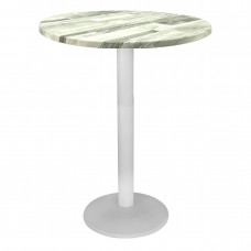 Masa inalta bar rotunda Raki White Block 80xh112cm blat werzalit si picior metalic alb 43xh110cm
