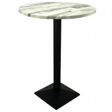 Masa inalta bar rotunda Raki White Block 80xh112cm blat werzalit si picior metalic negru 40x40xh110cm