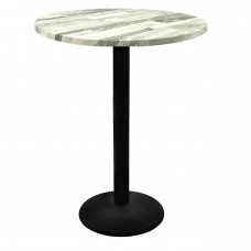 Masa inalta bar rotunda Raki White Block 80xh112cm blat werzalit si picior metalic negru 43xh110cm