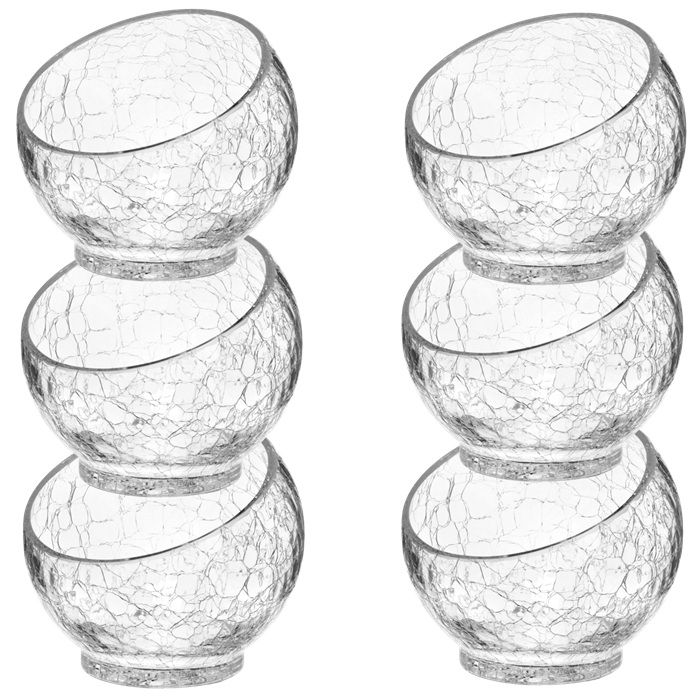 Bol din sticla texturata,tesit Cracked 12xh11cm,set 6 buc