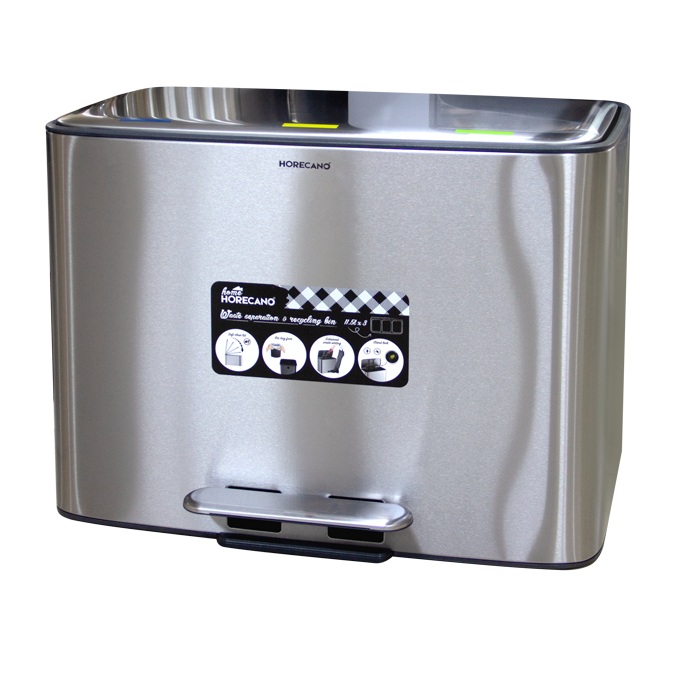 Cos de gunoi din inox 3x11lt, 58x35xh44cm pentru colectare selectiva