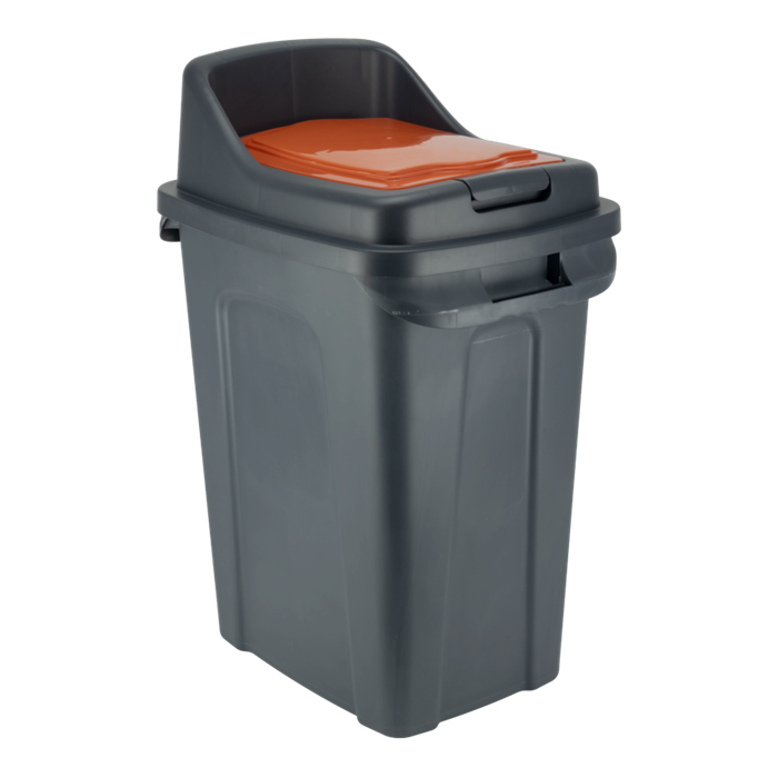 Cos gunoi colectare selectiva RAKI 50lt,46x35xh67cm culoare portocaliu/antracit