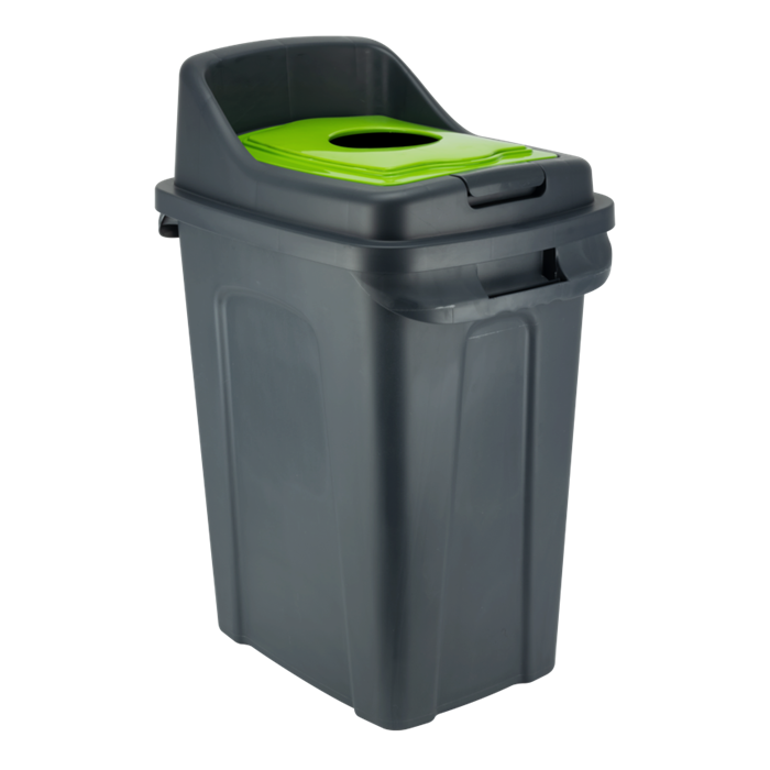 Cos gunoi colectare selectiva RAKI 50lt,46x35xh67cm culoare verde/antracit