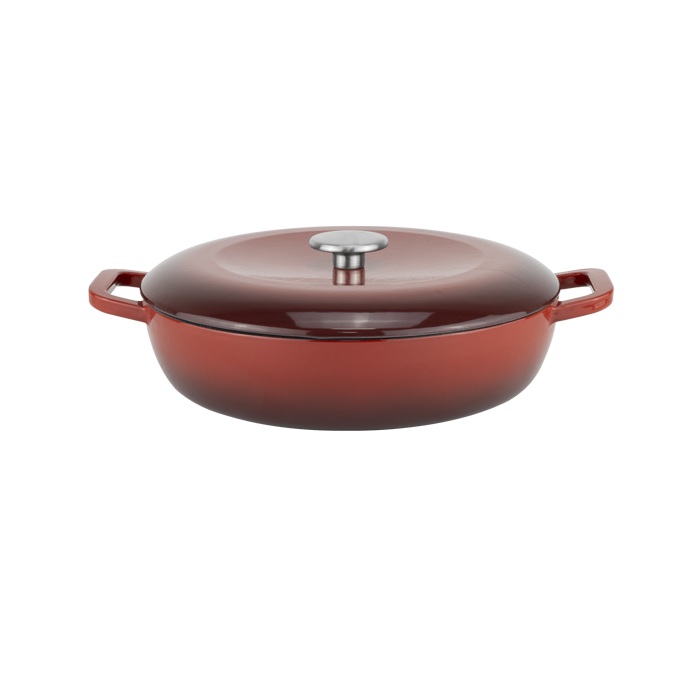 Cratita fonta emailata cu capac 4,4litri,30,9xh7,8cm,rosie