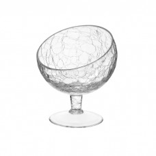 Cupa din sticla texturata cu picior,tesita Cracked 19cm