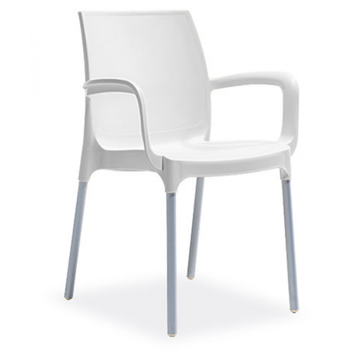 Scaun gradina,terasa cu brate RAKI SUNSET culoare alba MN0142336