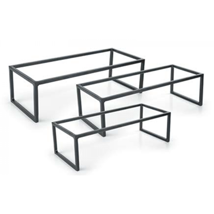 Set 3 standuri metalice expunere platouri bufet RAKI, 31,5x13,25xh7,5cm, 36x13,25xh10cm, 41,5x13,25xh12,5cm
