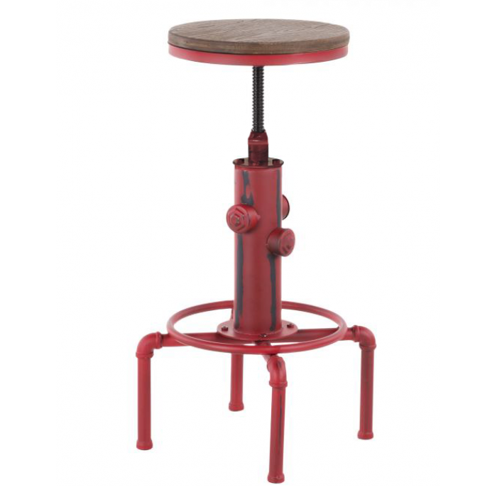 Scaun bar cu inaltime reglabila RAKI RETRO 33xh60-75cm RED