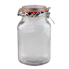 Borcan sticla patrat cu capac ermetic, RAKI, 2L