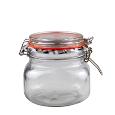 Borcan sticla patrat cu capac ermetic, RAKI, 500ml