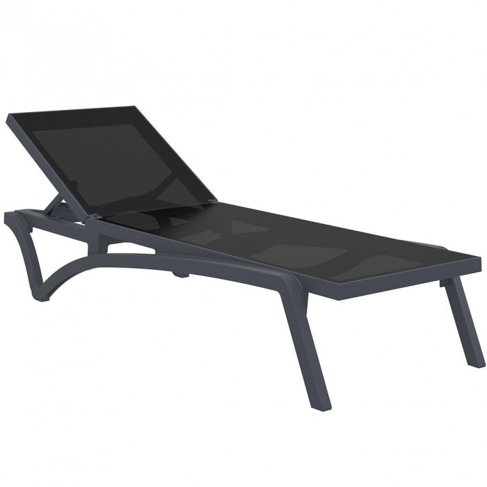 Sezlong RAKI PACIFIC 193х68х35cm cadru din polipropilena cu fibra de sticla si stofa mesh inlocuibila, culoare neagra