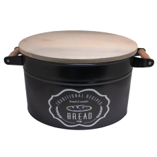 Cutie metalica pentru paine cu capac lemn FERONYA, culoare neagra