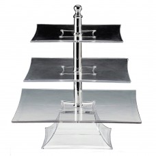 Display cu trei niveluri RAKI, 35x35xh44cm, policarbonat transparent, 35x35cm/30x30cm/25x25cm