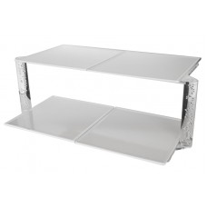 Suport acrilic cu patru tavi melamina patrate albe RAKI, 67x40xh22cm, 2 niveluri