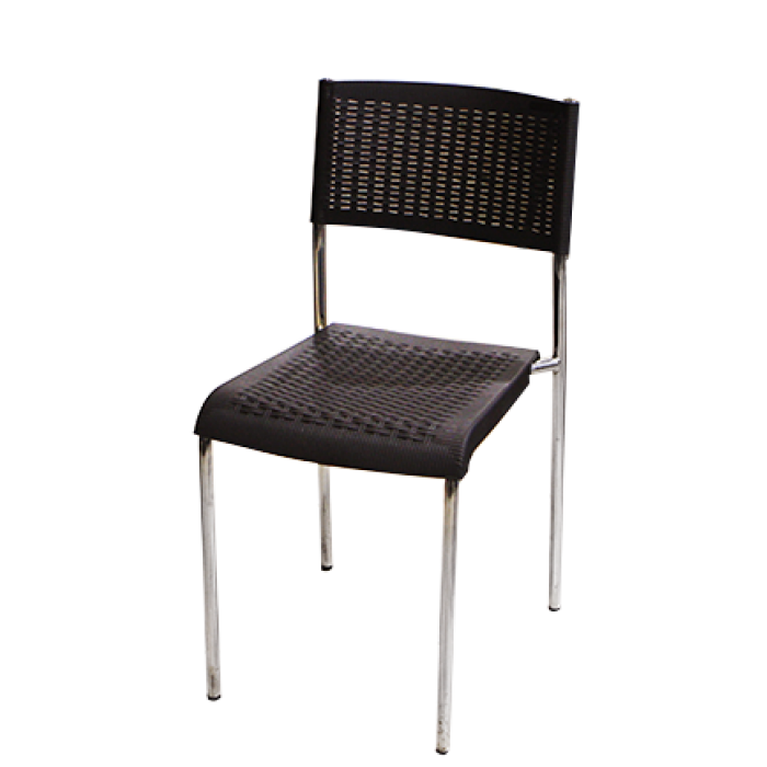 Scaun plastic cu picioare cromate RAKI CLASSIC, aspect ratan, maro, 40x40xh83cm
