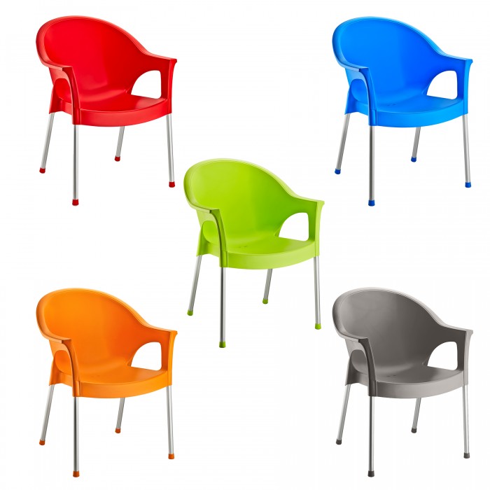 Scaun gradina/terasa cu brate RAKI BERGAMA, orange, 58x50xh82cm, picioare aluminiu si sezut polipropilena