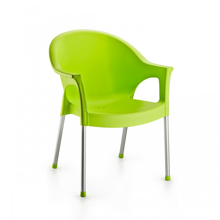 Scaun gradina/terasa cu brate RAKI BERGAMA, verde, 58x50xh82cm, picioare aluminiu si sezut polipropilena