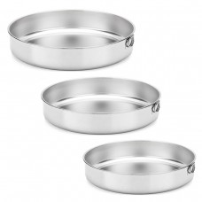 Set 3 tavi de copt RAKI PATENTED, din inox antiaderent, D30xh6cm, D32xh6cm, D34xh7cm
