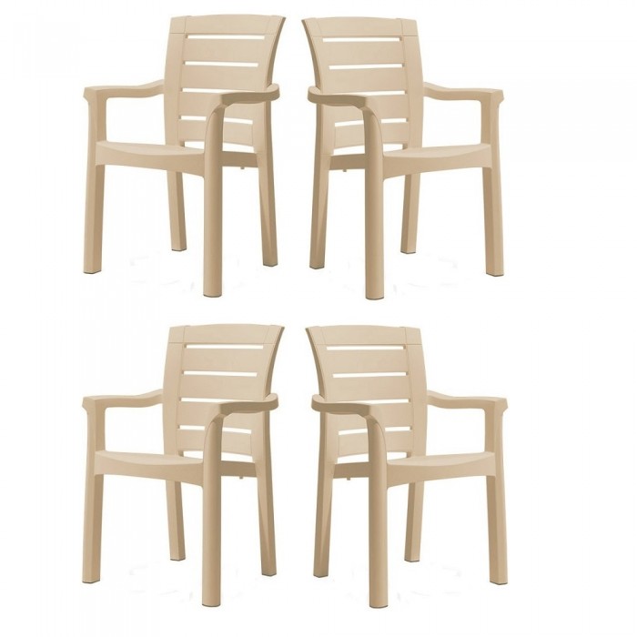 Set 4 scaune terasa RAKI MILANO WOOD D60xH90xW57xSH45cm culoare cappuccino, polipropilena/fibra sticla