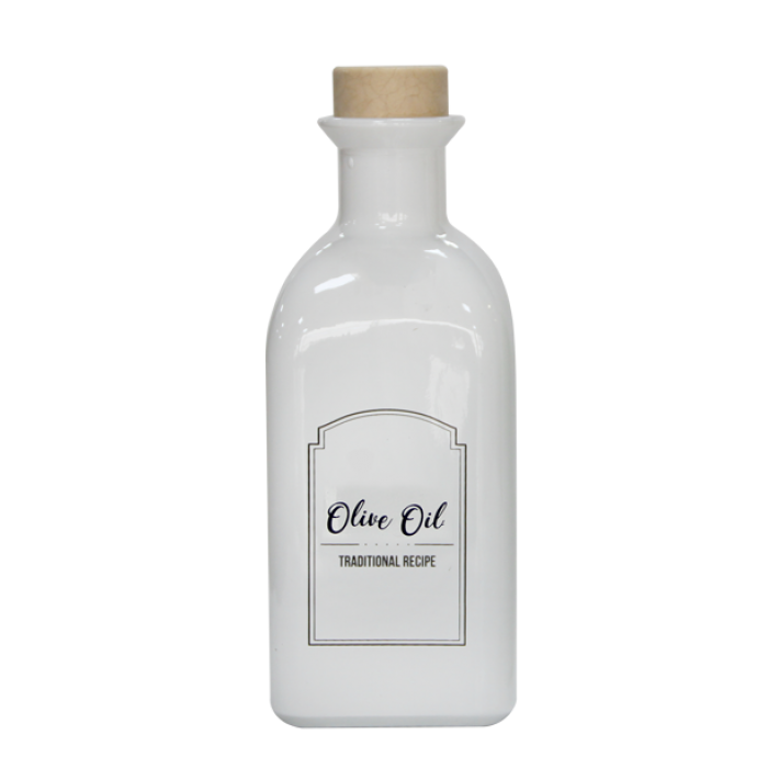 Sticla ulei oliviera cu dop de pluta RAKI, 700ml, culoare alba