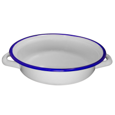 Tava emailata gatire RAKI RETRO 18cm cu manere alb/albastru