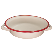 Tava emailata gatire RAKI RETRO 18cm cu manere alb/rosu