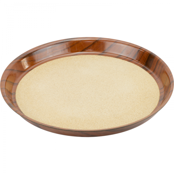 Tava servire rotunda adanca RAKI, cu baza din pluta, D36xh3cm, culoare maro, plastic imitarie lemn nuc