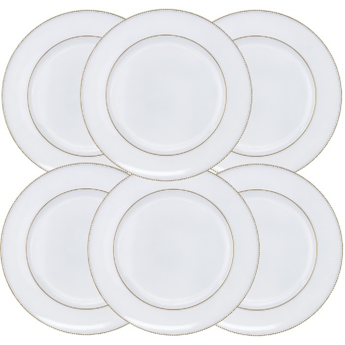 Farfurie suport RAKI  33cm polipropilena alba cu margine aurie