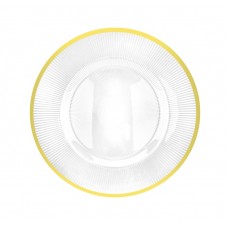Farfurie suport RAKI  33cm polipropilena cu nervuri transparent cu margine aurie