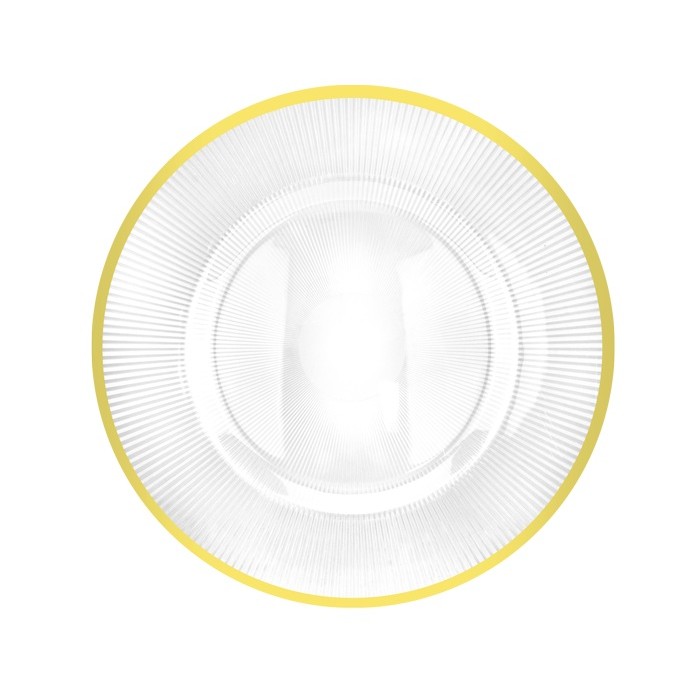 Farfurie suport RAKI  33cm polipropilena cu nervuri transparent cu margine aurie