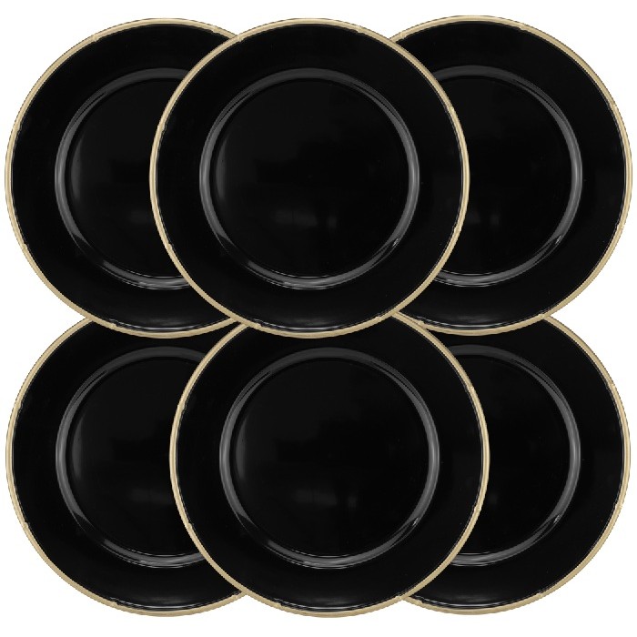 Farfurie suport RAKI  33cm polipropilena neagra cu margine aurie