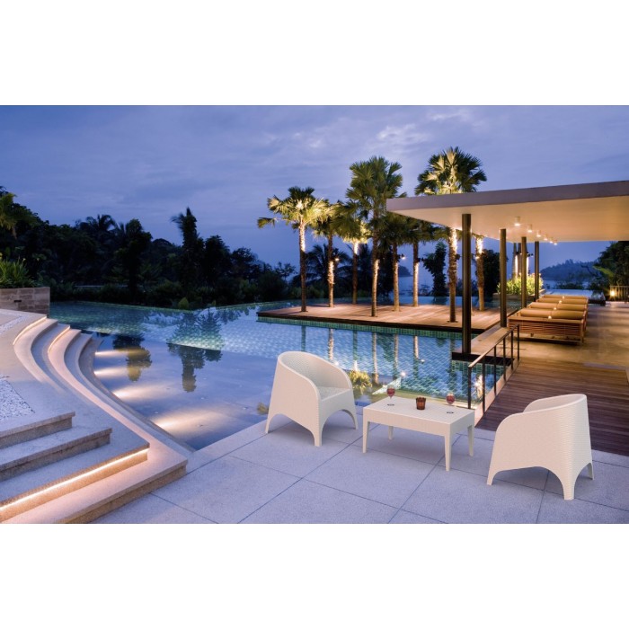 Set mobilier terasa/gradina 2 fotolii ARUBA cu masuta cafea MIAMI 93x53xh45cm polipropilen/fibra sticla culoare alba