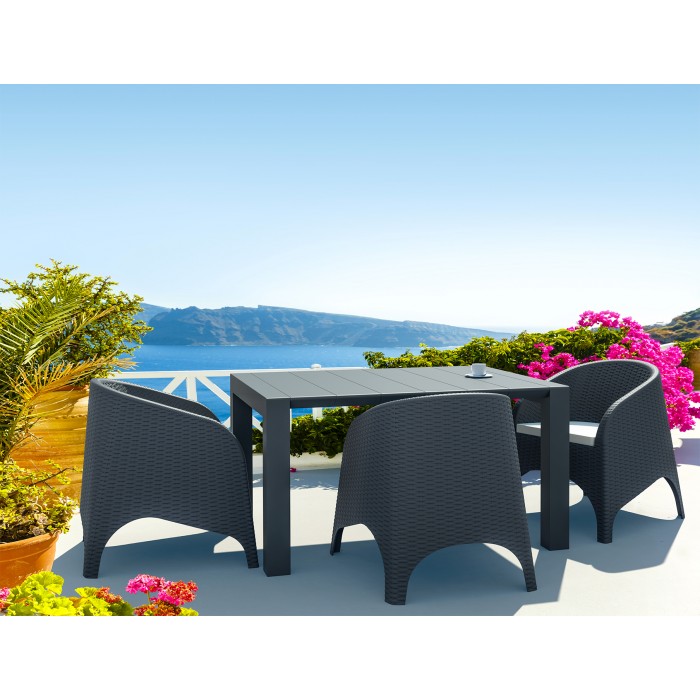 Set mobilier terasa/gradina 2 fotolii ARUBA cu masuta cafea MIAMI 93x53xh45cm polipropilen/fibra sticla culoare maro + 2 perne
